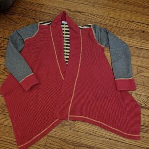 Matilda Jane 435 Open Front Sweater Sz 12 Girls Cardi Color Block Stripes Fushia